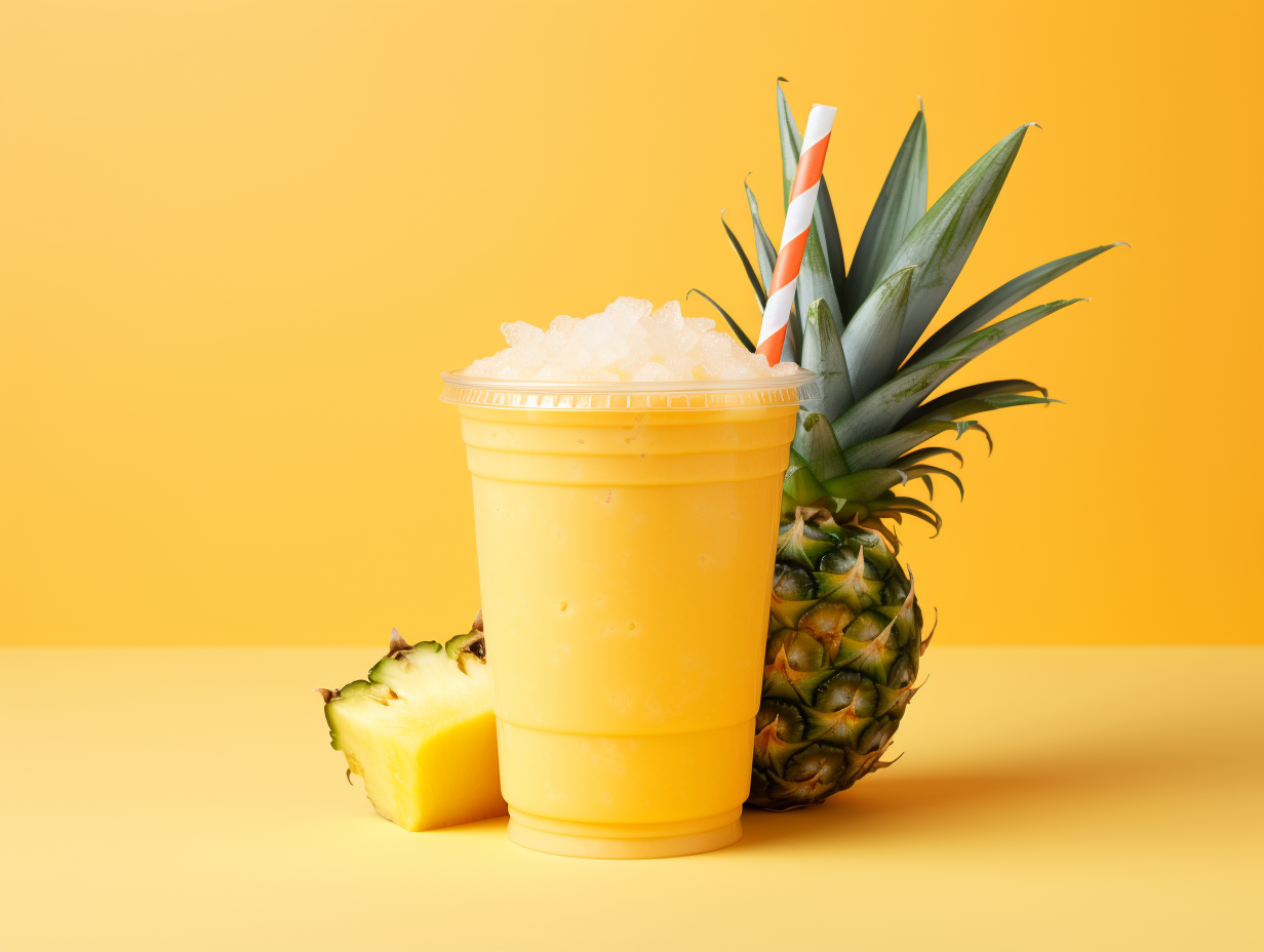 A delicious mango, pineapple, and orange smoothie