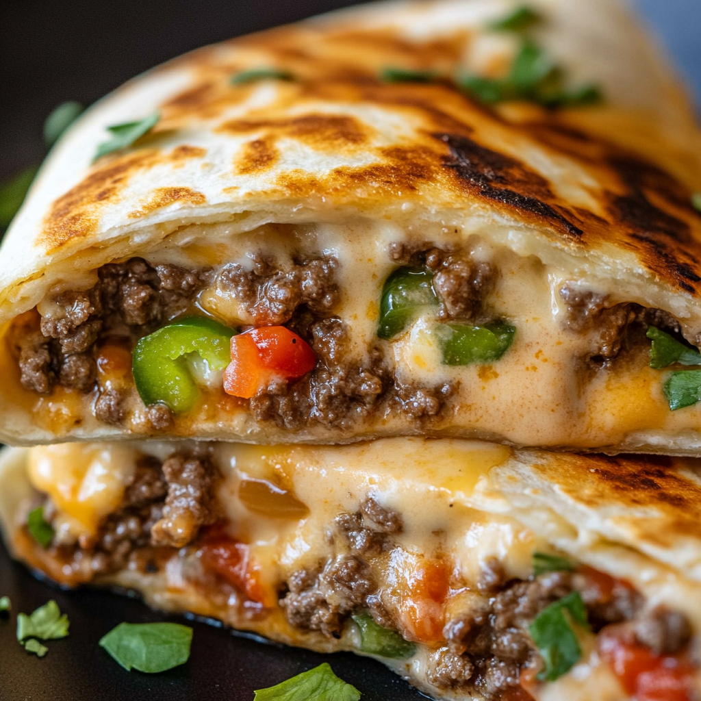 Delicious Nacho Cheese Beef Wrap with Ingredients