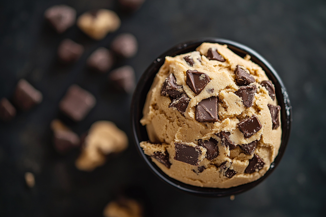 Delicious cookie dough with luxurious, tempting lighting.