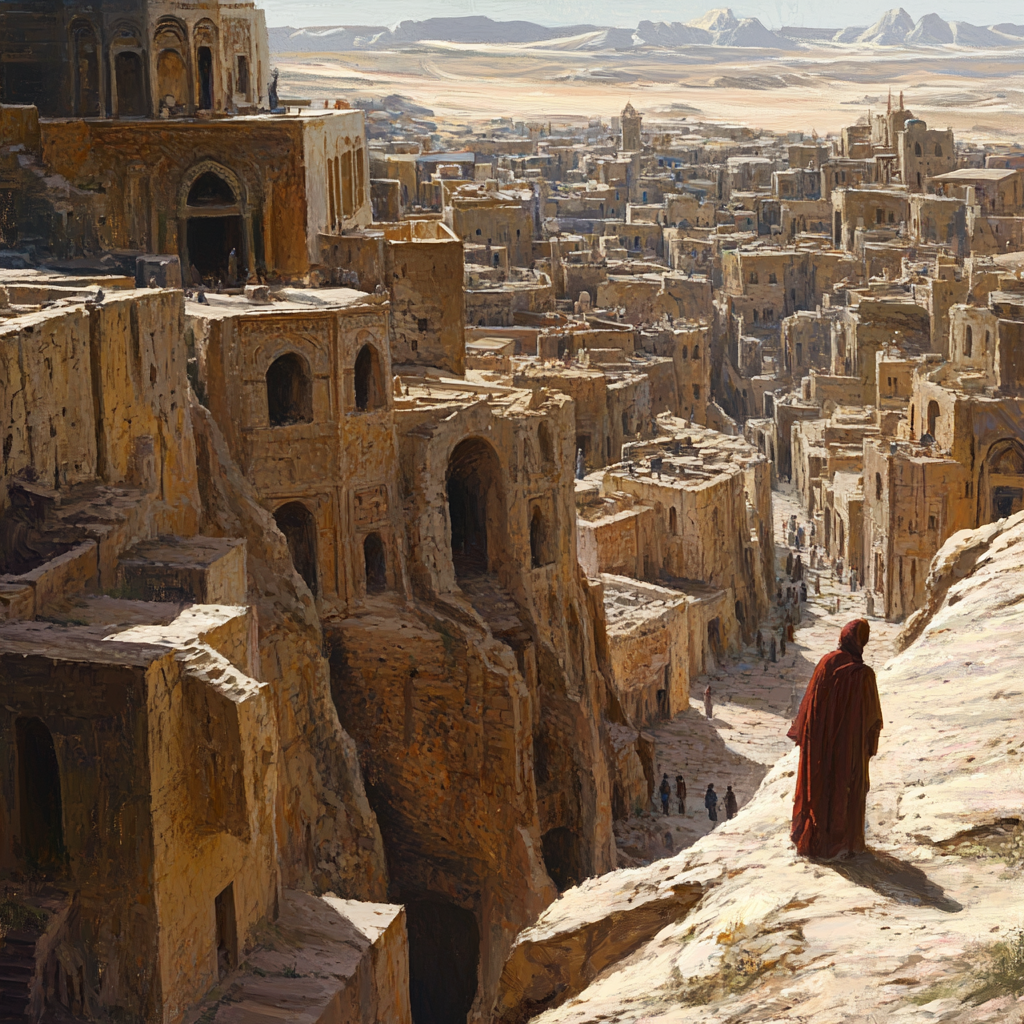 Desert city built on ancient tombs with mummified bodies.