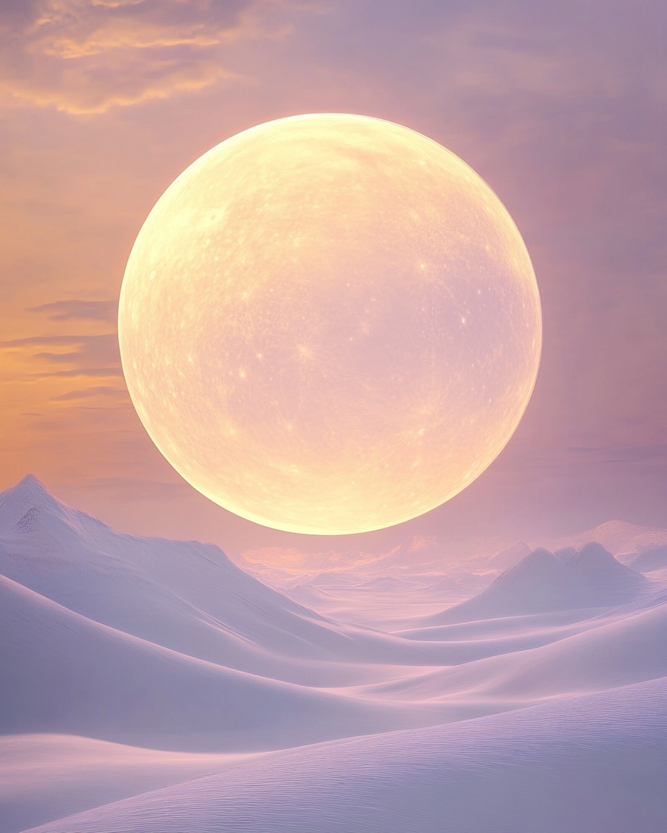 Desert moonlight with warm, pastel colors and tranquil vibes.