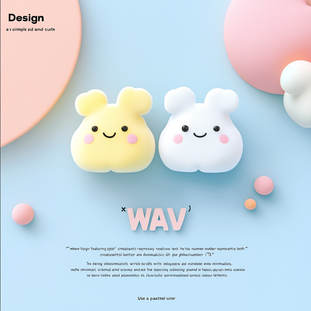 Design cute square logo with 'WAV三' text creatively.