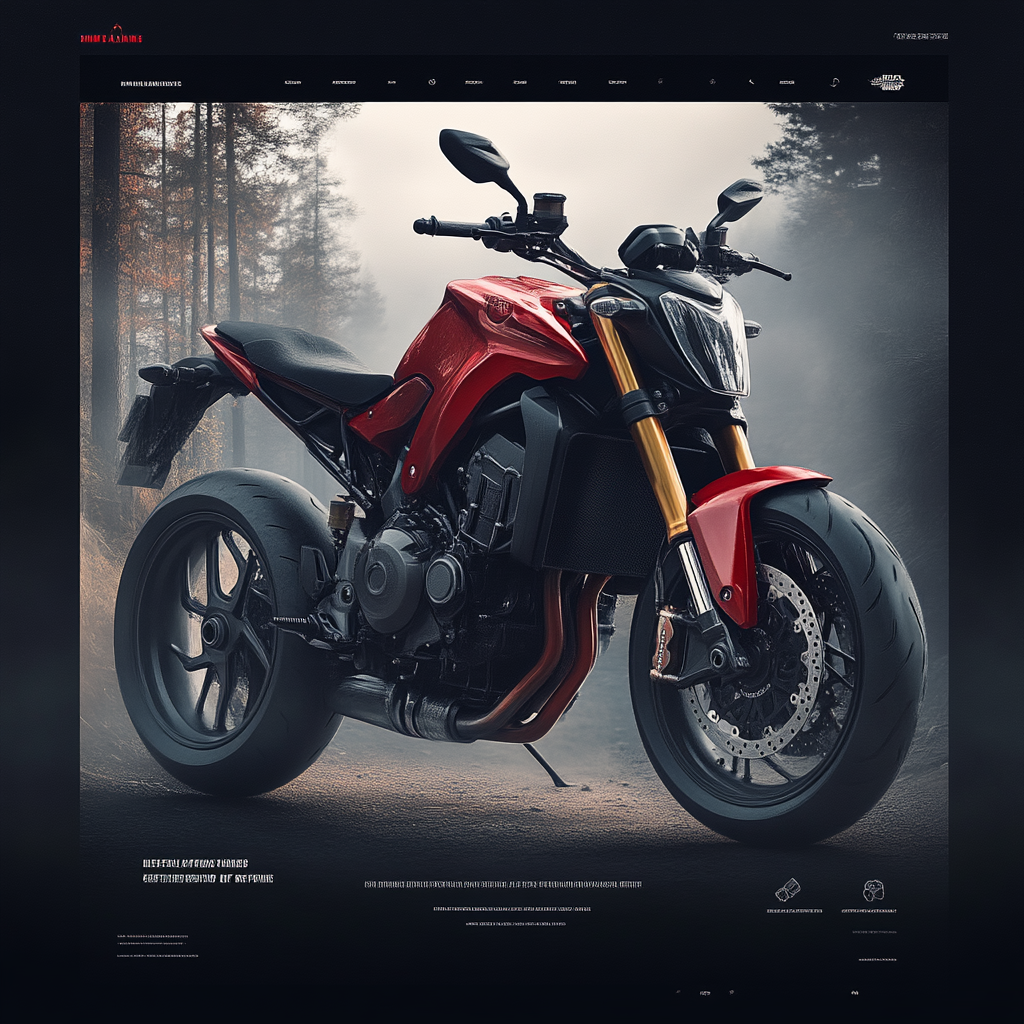 Design modern, sporty landing page for motorcycle company.