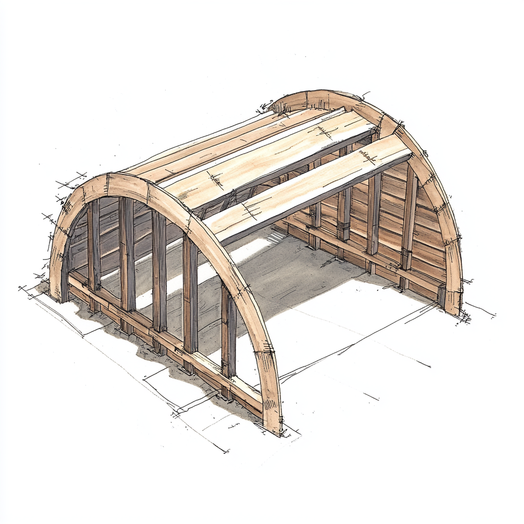 Detailed Construction Plan for Elliptical Timber Frame Barn