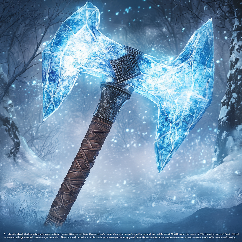 Detailed illustration of Frost Hammer from Heroes of Might and Magic IV.