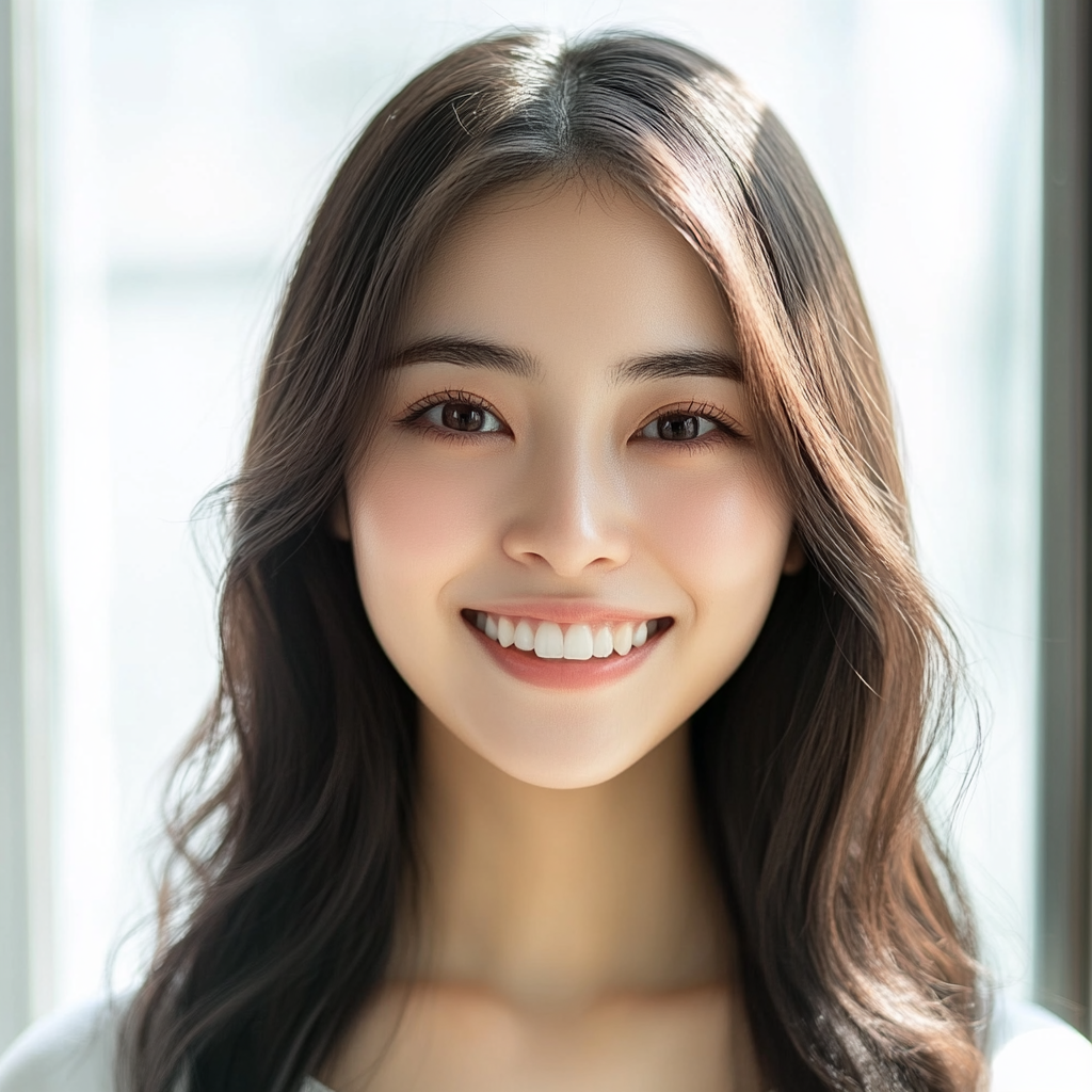 Detailed image of young Japanese woman with perfect smile.