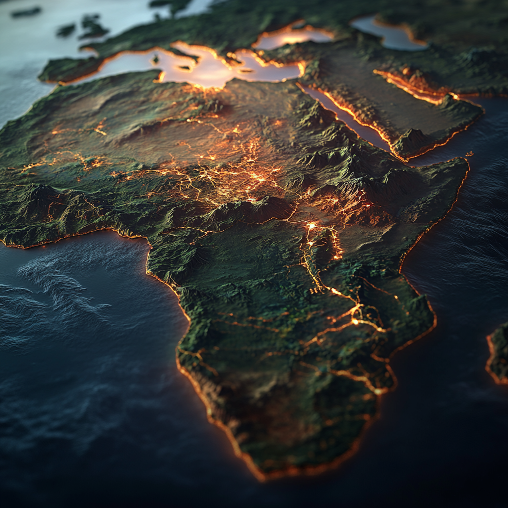 Detailed photo of 3D map of Africa.