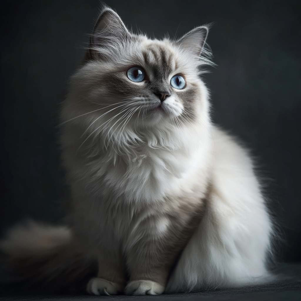 Detailed photo of Ragdoll cat with fluffy fur.