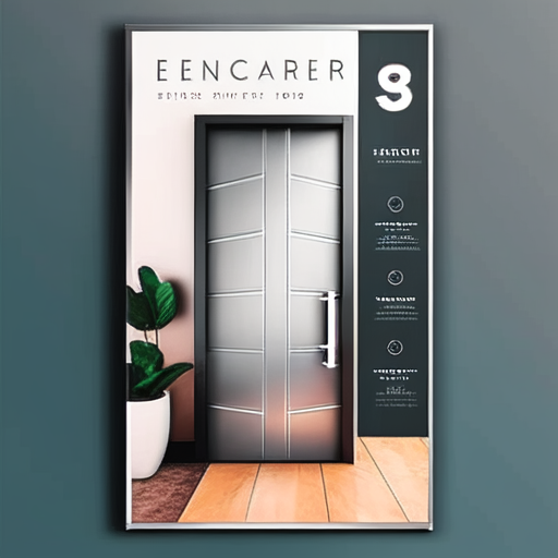 Detailed poster of modern steel door, sleek design.