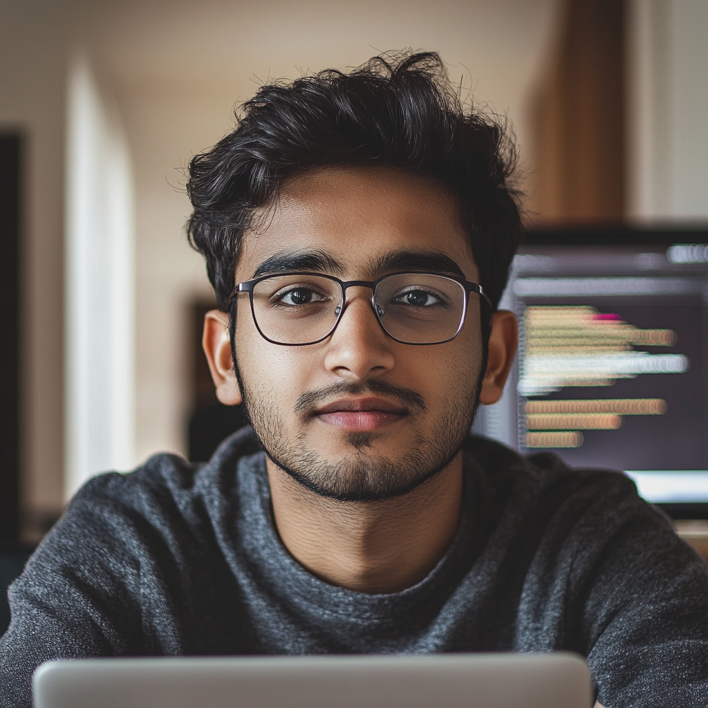 Determined Indian Student Coding on Laptop