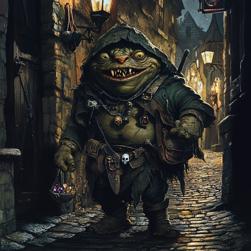 Devious Fleeb in Medieval Town Alley: Danger Lurks