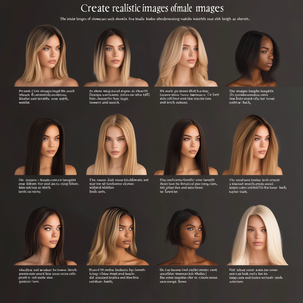 Different hair lengths on female models with natural colors.