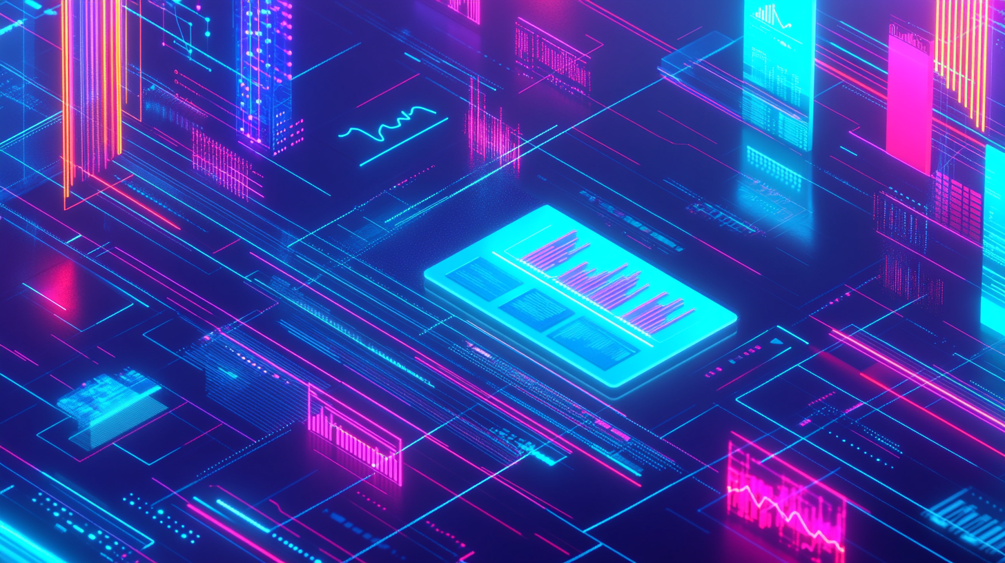 Digital Marketing Innovation: A Futuristic Neon Gridscape