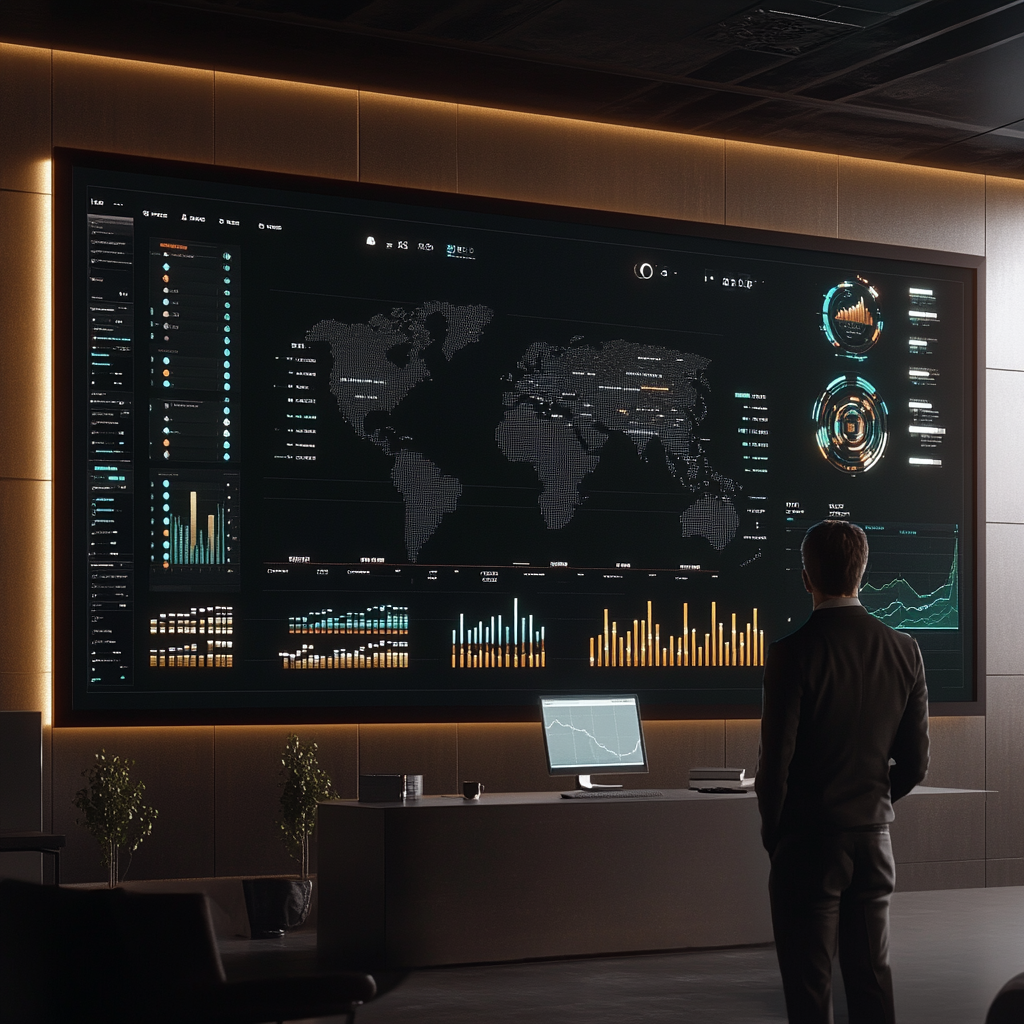 Digital art of business professional analyzing revenue growth