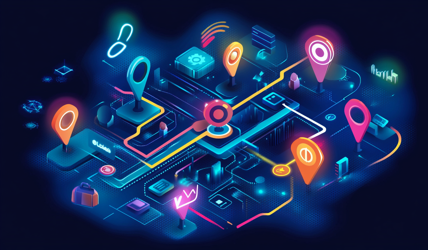 Digital map showing business growth journey through SEO