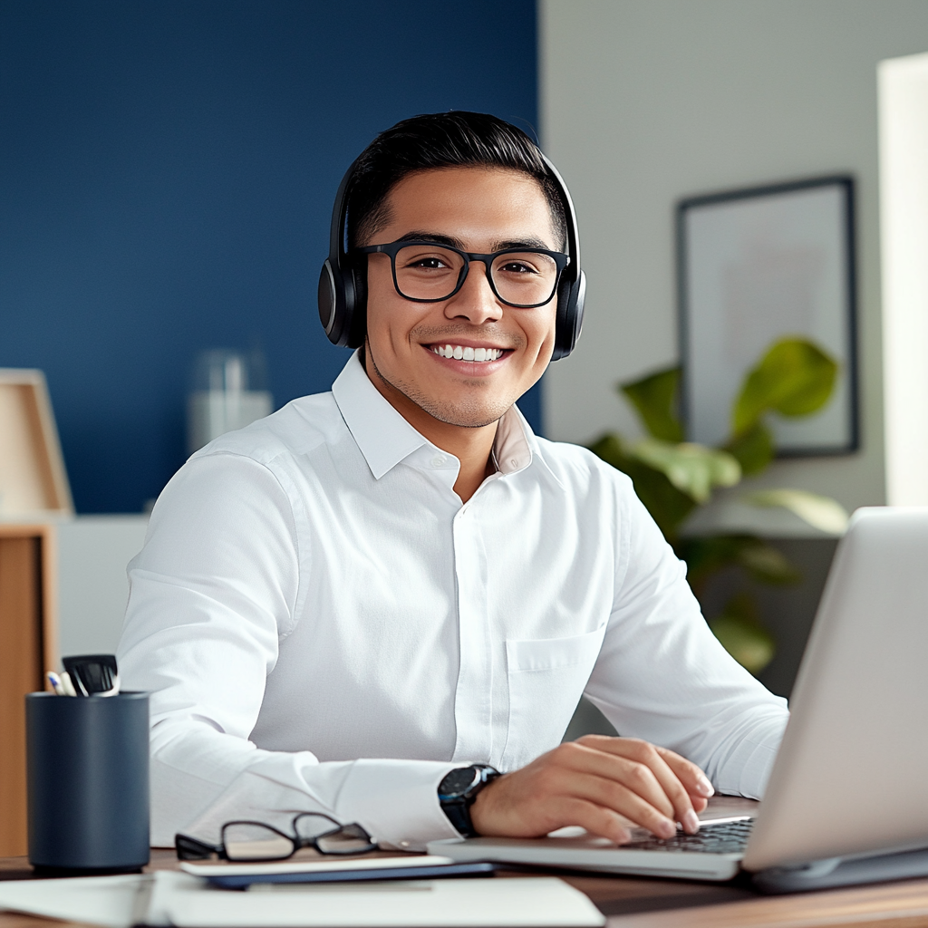 Diligent Latino Customer Service Rep Working from Home