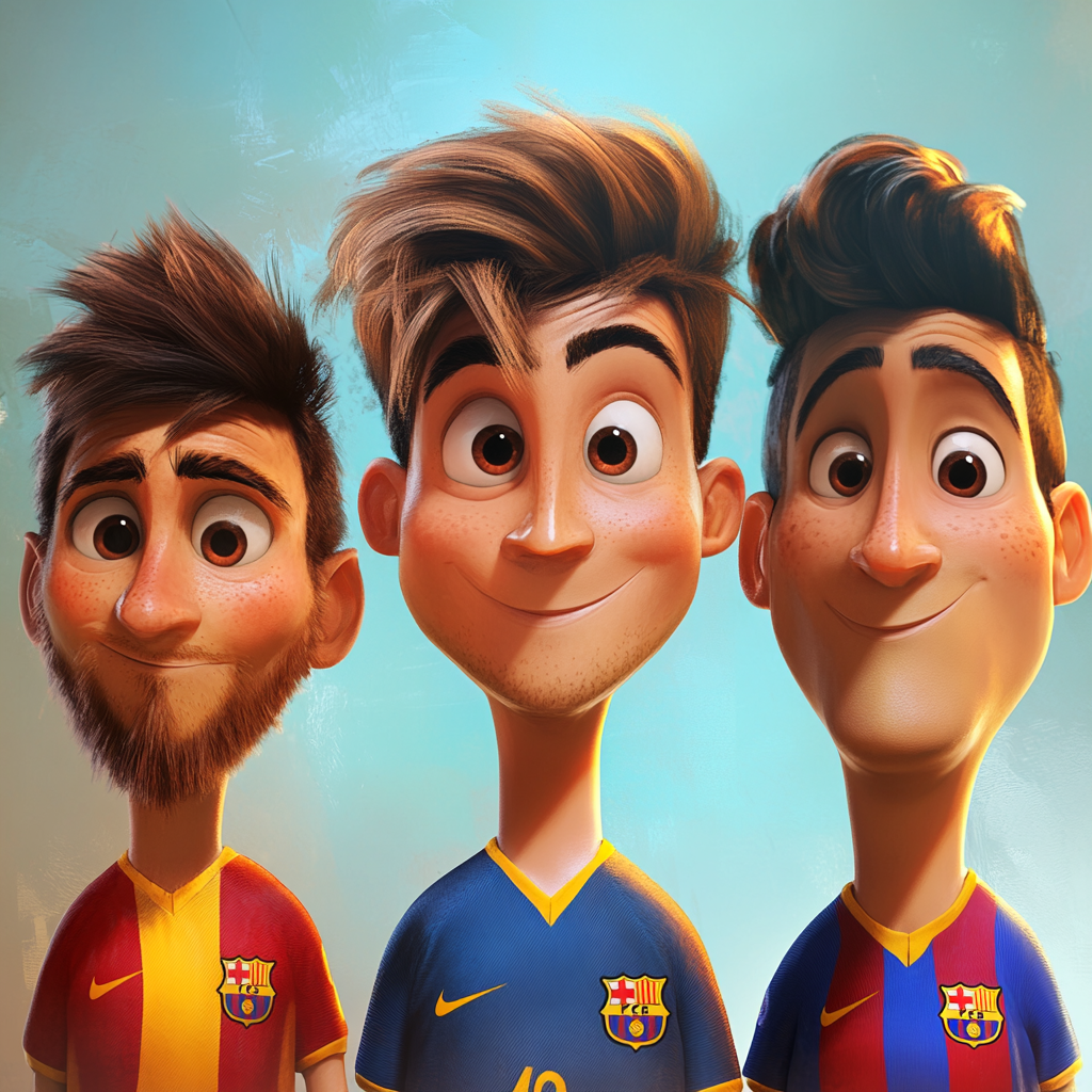 Disney-Pixar image of Ronaldo, Messi and Neymar.