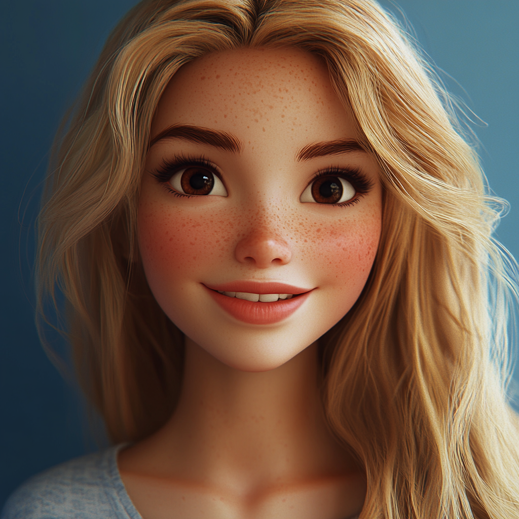 Disney Style 3D Blonde Girl Portrait 