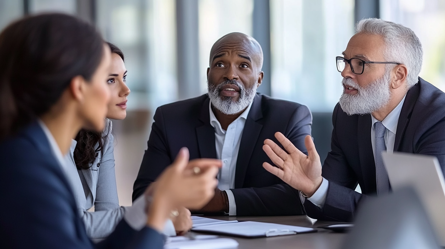 Diverse Executives in Professional Conversation at Office