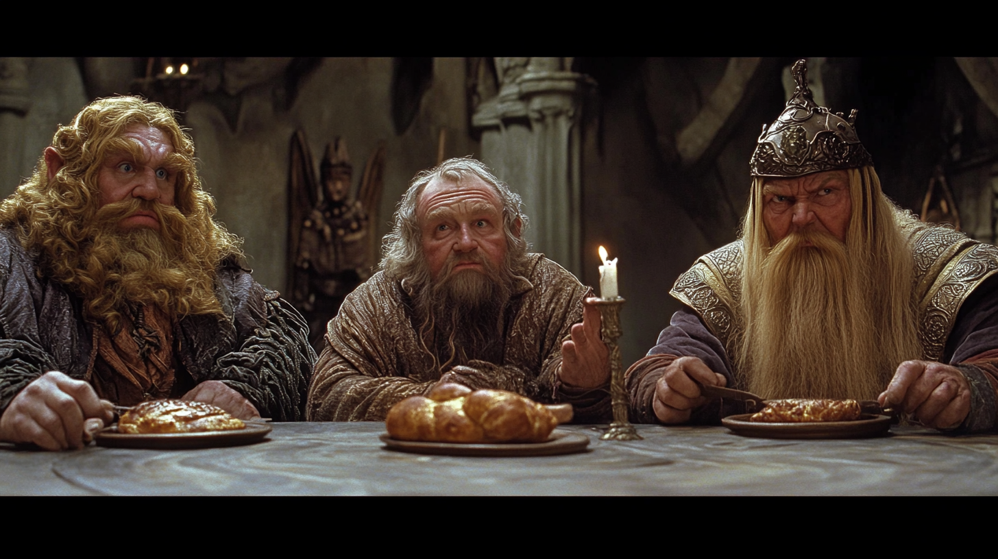 Diverse Wizards Convene at Round Table in Palace