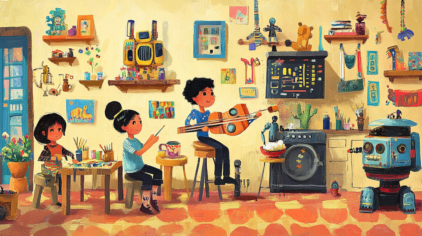 Diverse tweens create magic in whimsical illustration.