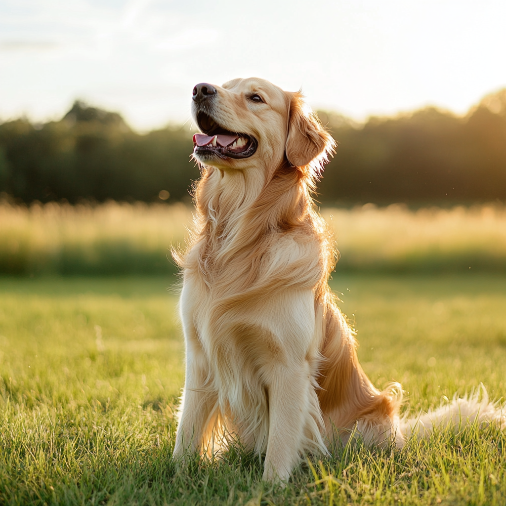 Dog in pet magazine photography looks happy and fluffy.