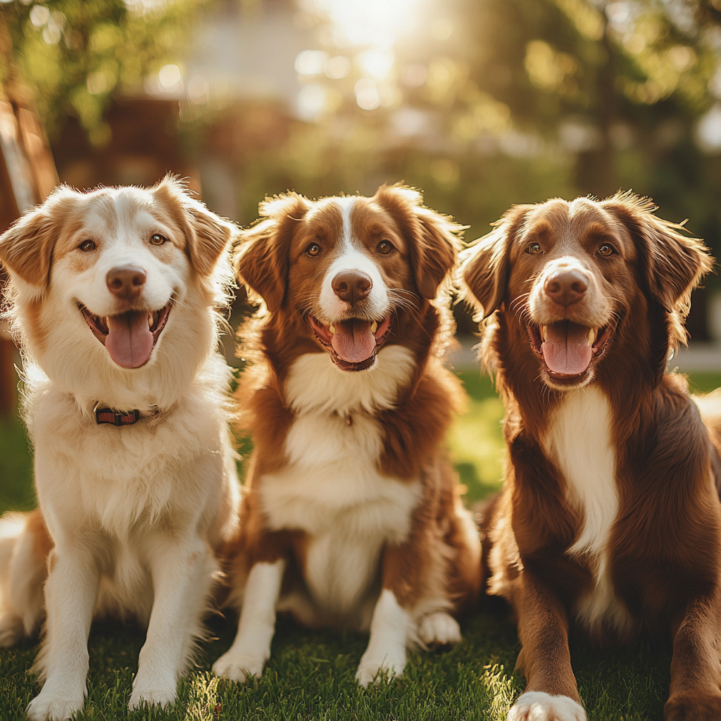 Dogs Enjoying Last Day of Summer in Yard