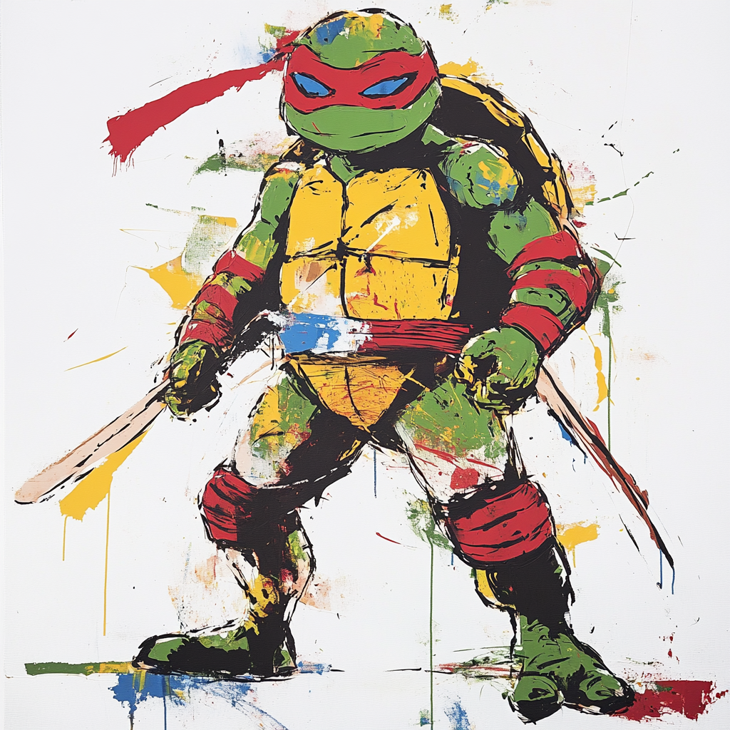 Donatello TMNT painting, high resolution, minimalist design.