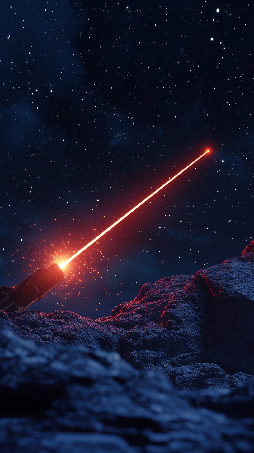 Dragonfire laser used in nighttime operation, fires invisible beam.