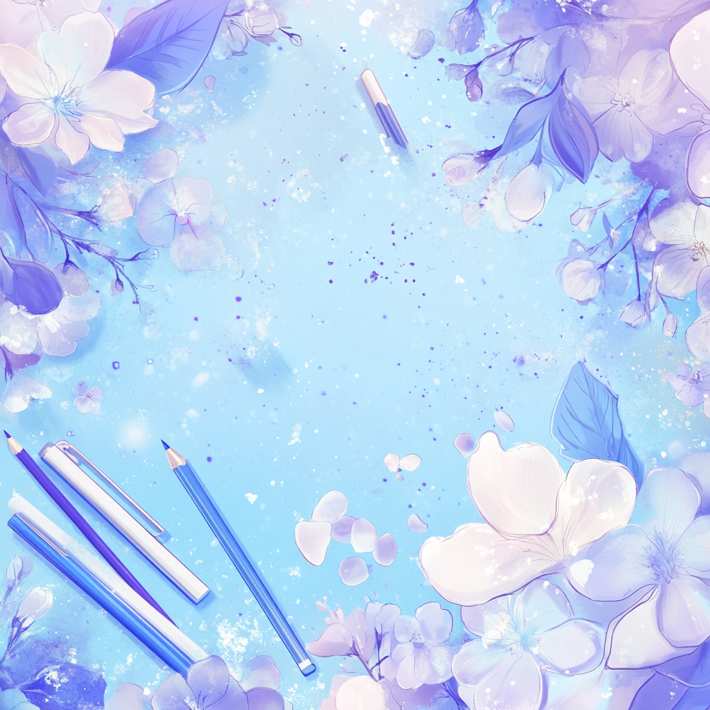 Dreamy, luxurious manga-style background for school pencil cases.