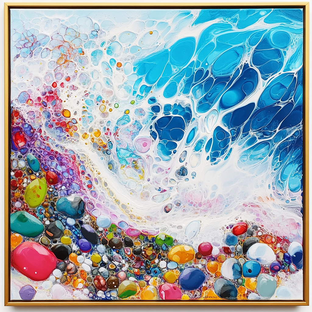 Dreamy Ocean Waves: Colorful Abstract Painting