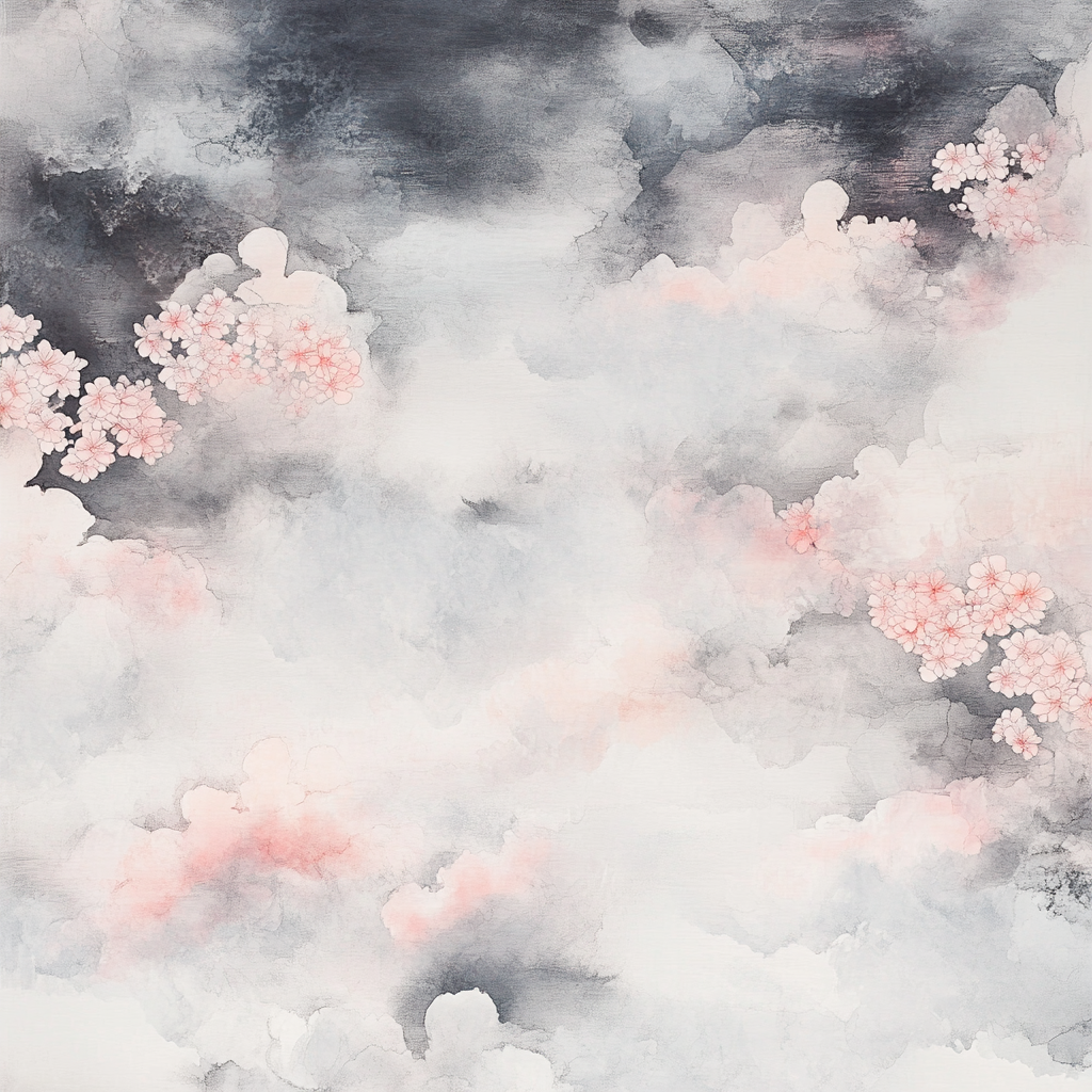 Dreamy cloud and cherry blossom pattern in pink