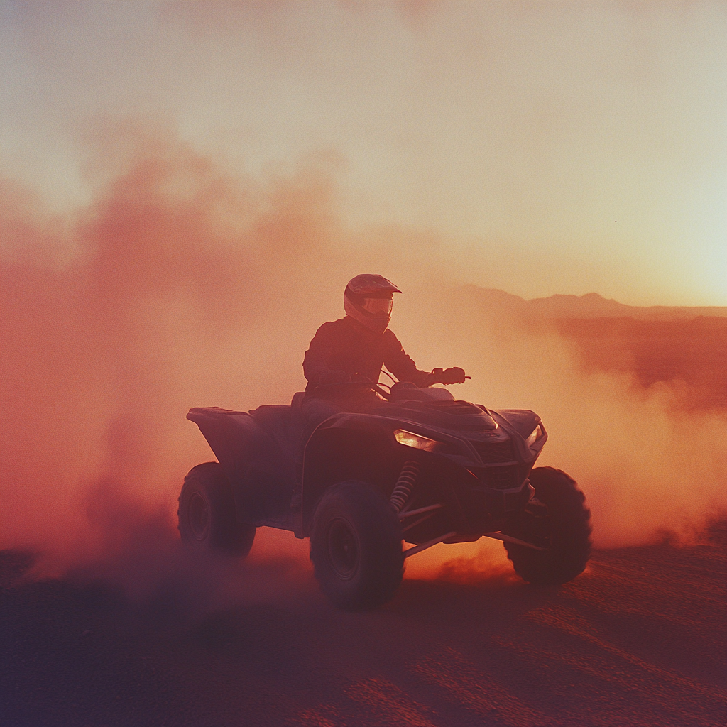 Dreamy desert adventure on high-tech black ATV