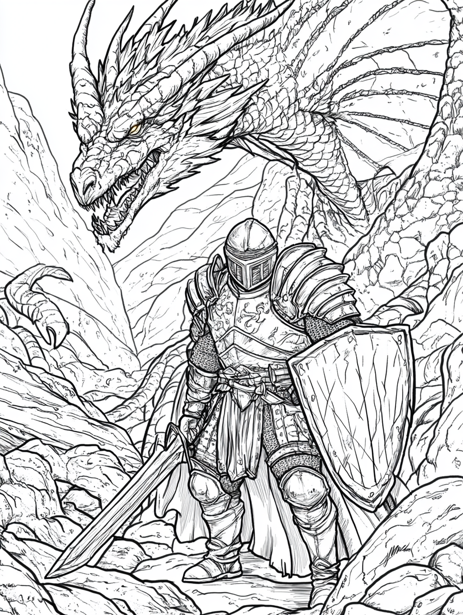 Dungeons and Dragons Coloring Book Page Vector