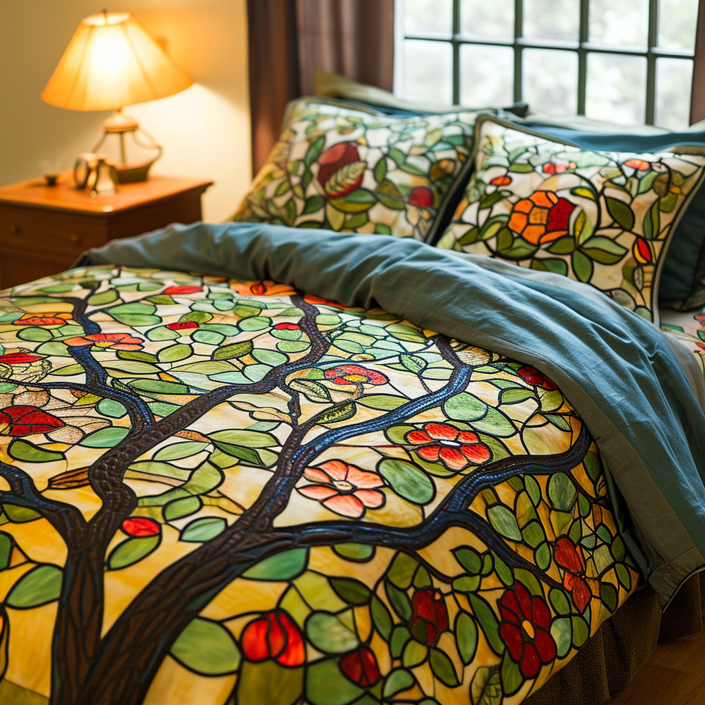 Duvet pattern with tree motif