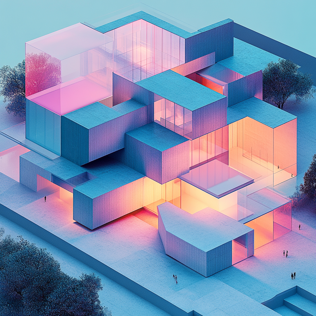 Dynamic, Hyper-Realistic Axonometric View of Contemporary Museum