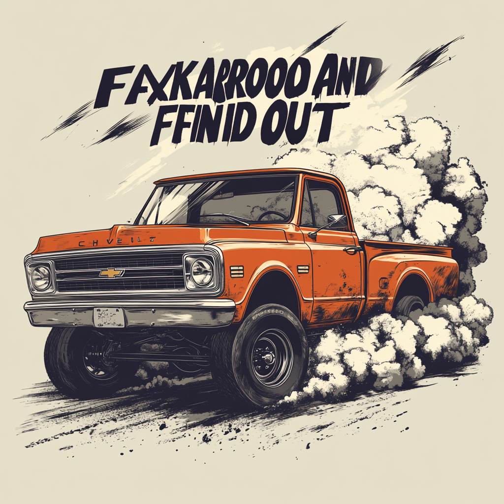 Dynamic Graffiti Style Slogan with Vintage Truck Illustration