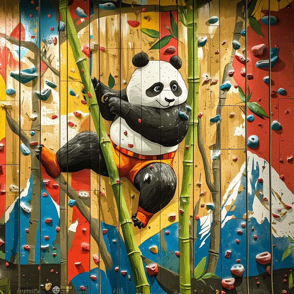 Kung Fu Panda Climbing Bamboo Stalks