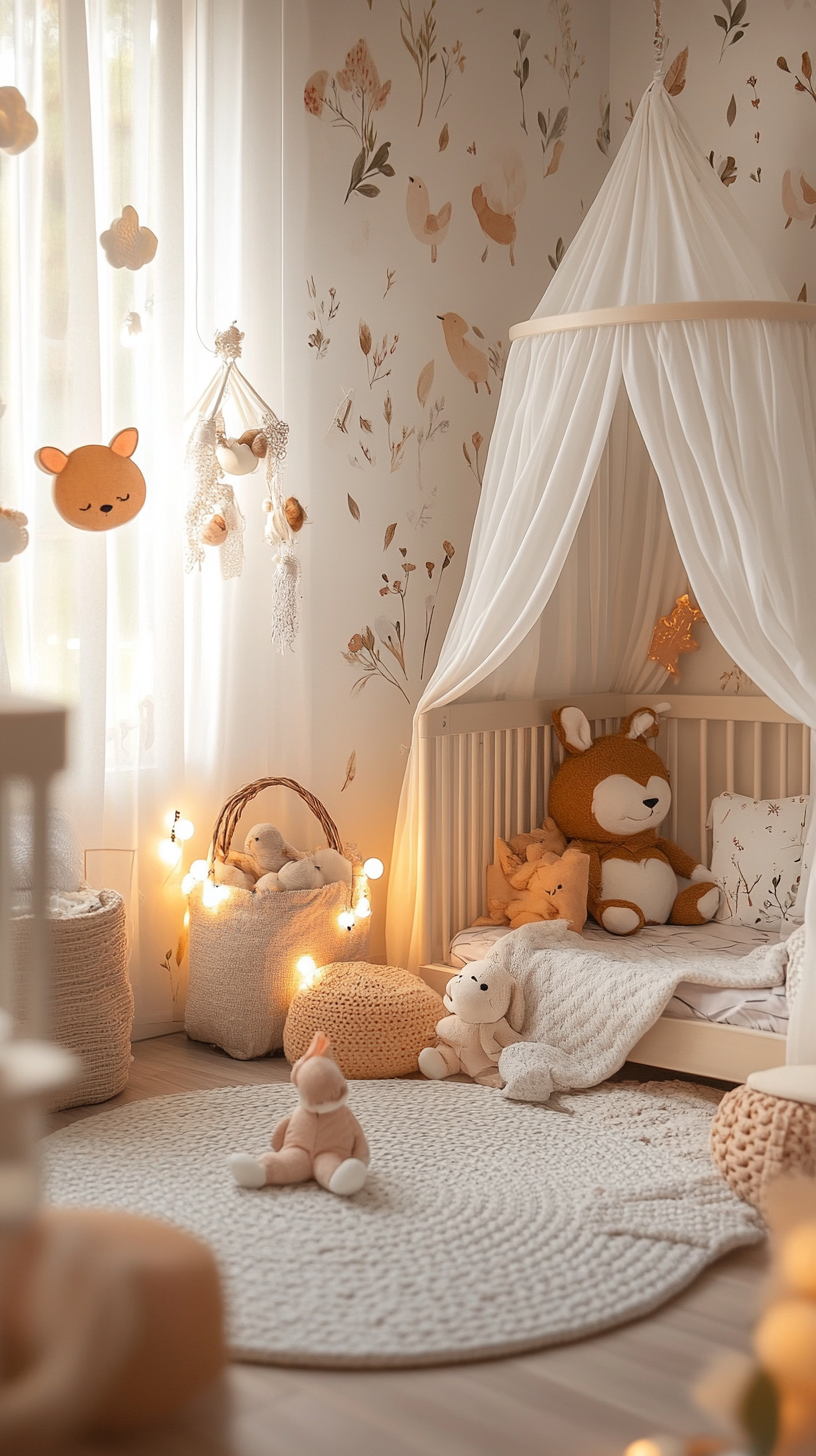 Décoration de chambre de bébé avec thème de forêt