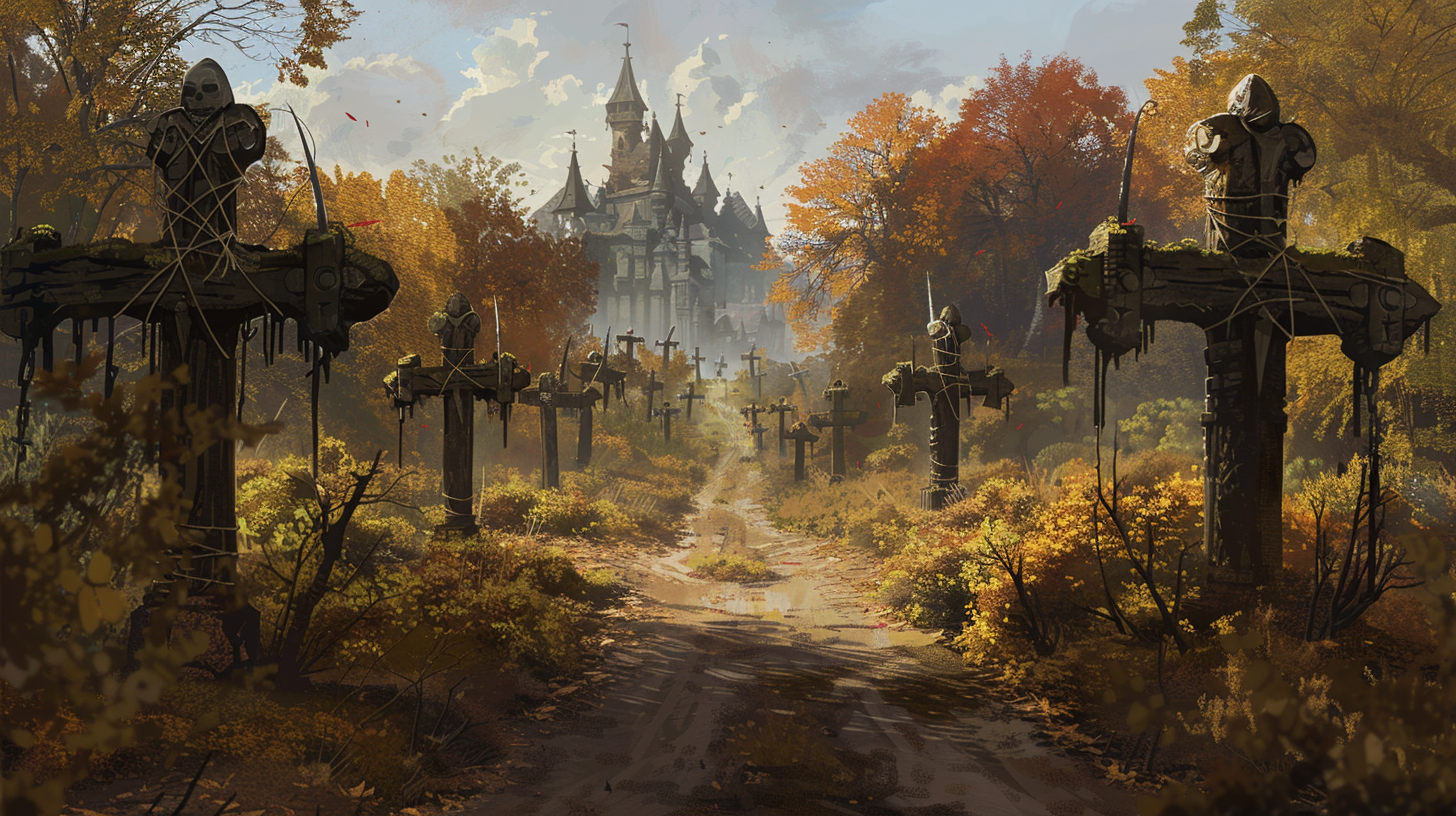 Eerie Autumn Fantasy Art: Orcs Nailed to Xs