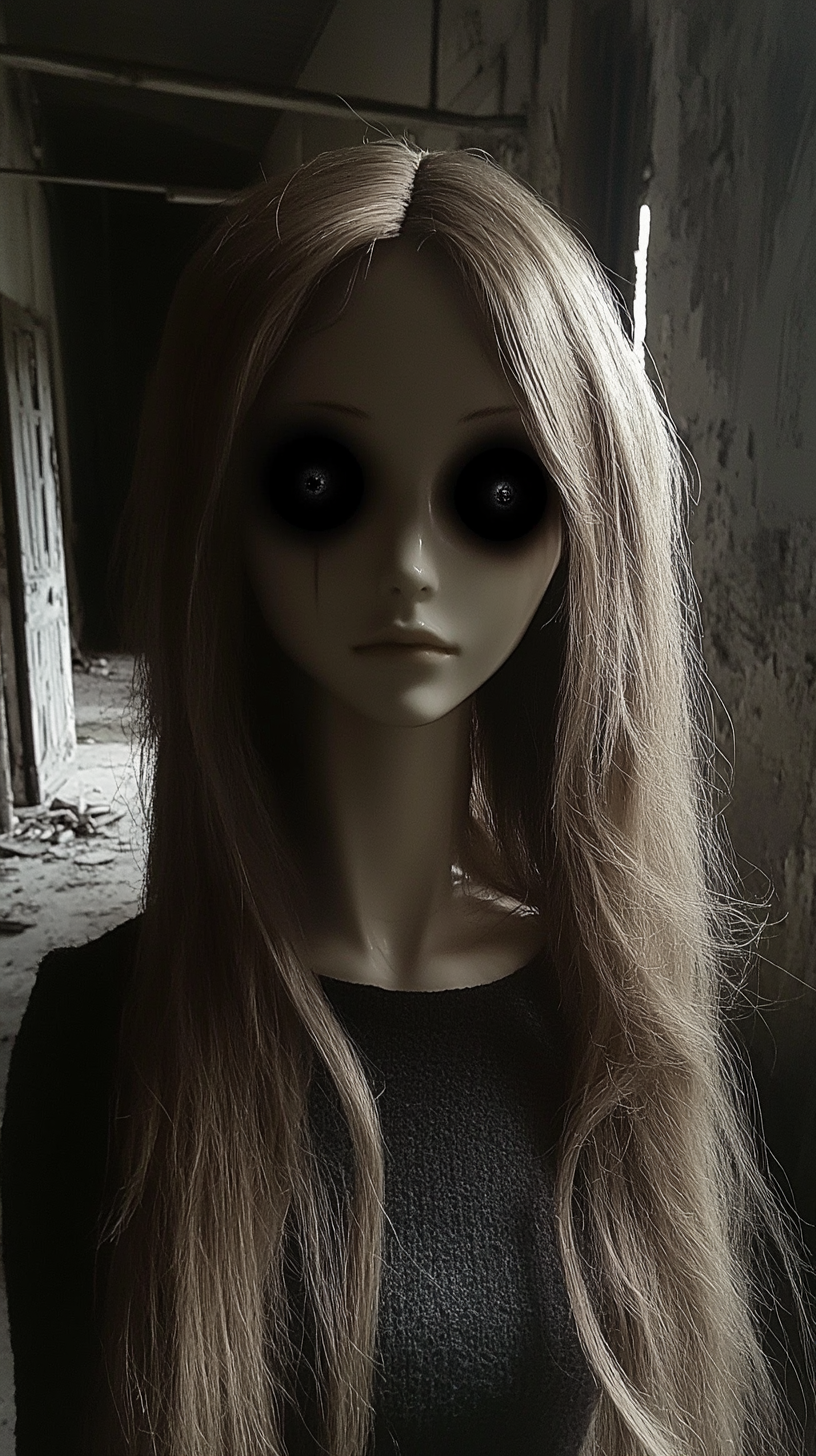 Eerie Russian Barbie Mannequin in Dark Atmosphere