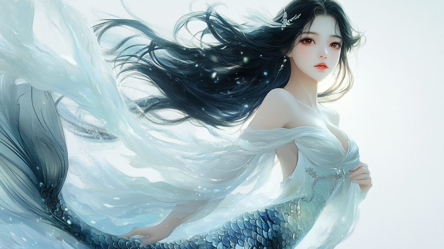 Elegant Asian Mermaid with Graceful Pose