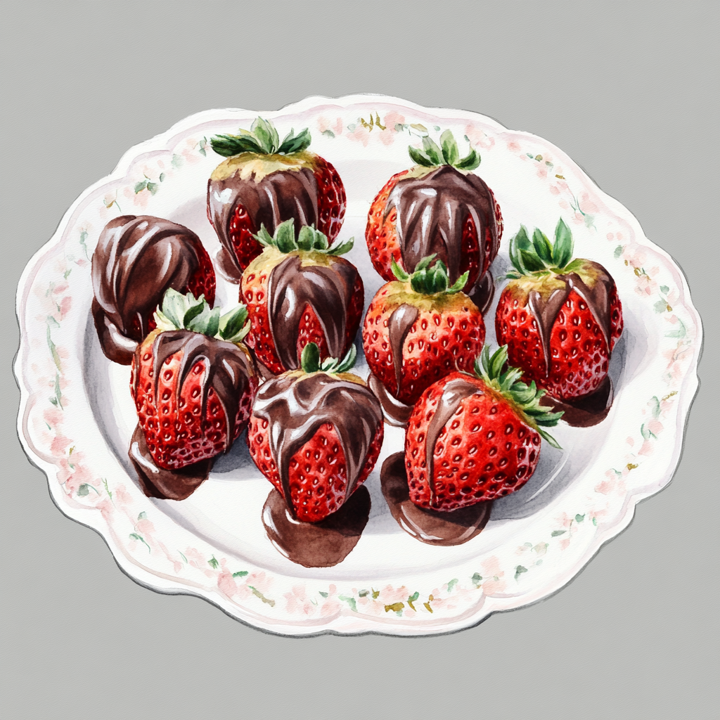 Elegant Chocolate Strawberries on White Porcelain Plate