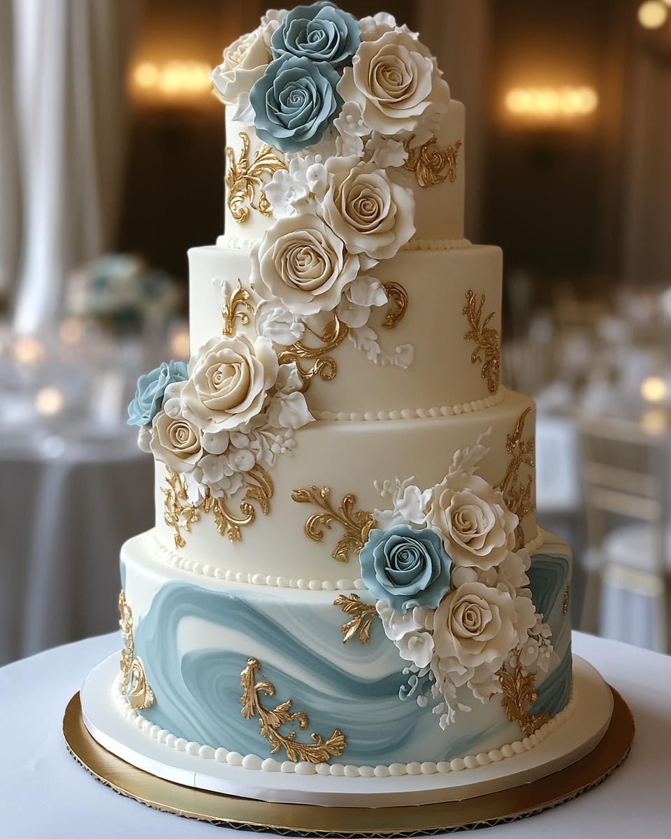 Elegant Geode Wedding Cake with Marbleized Design