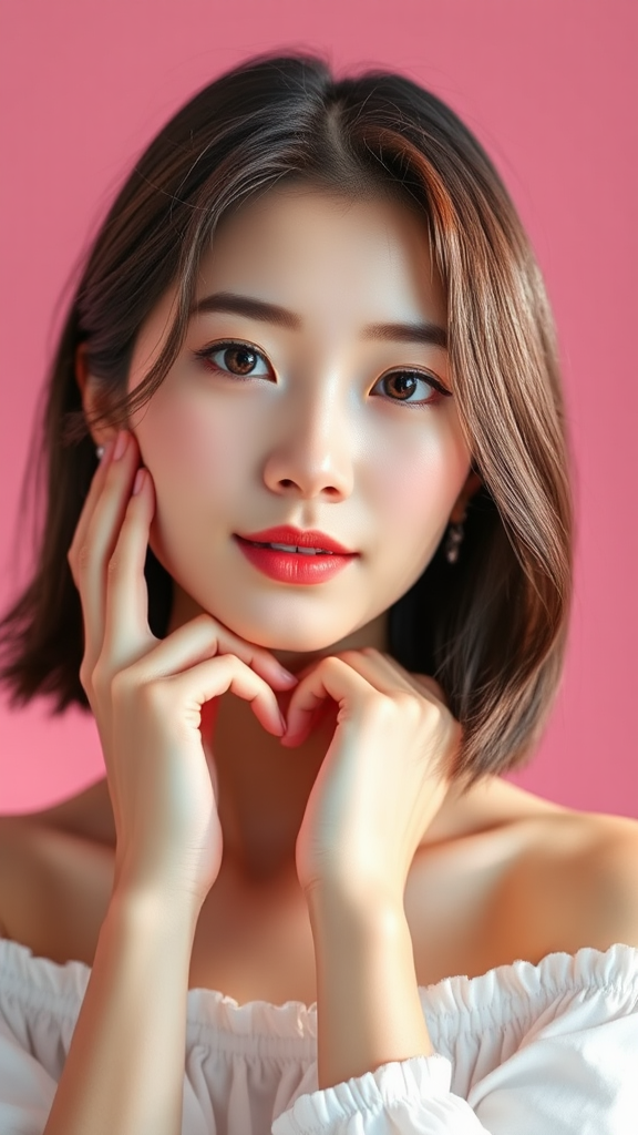 Elegant Korean Girl with Bright Makeup Portrait