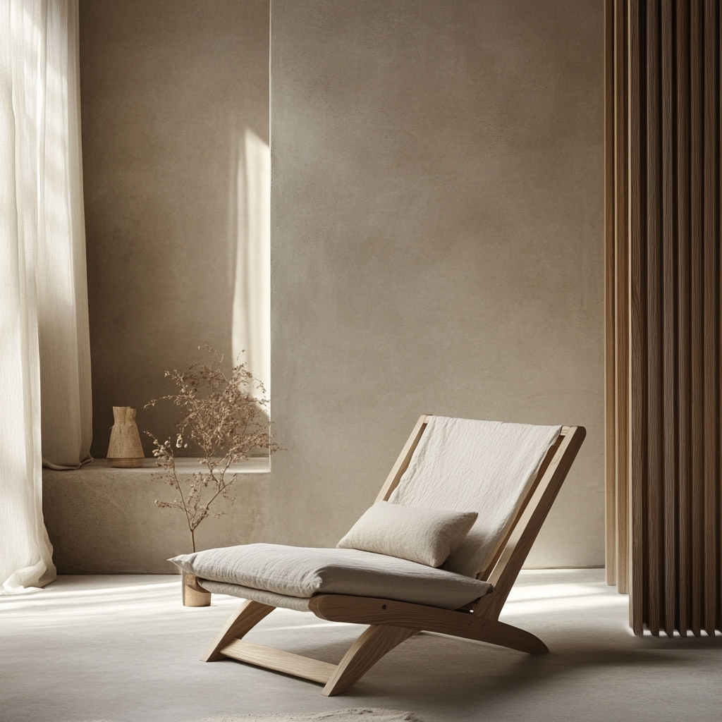 Elegant Lounge Chair Blending Dutch & Japanese Styles