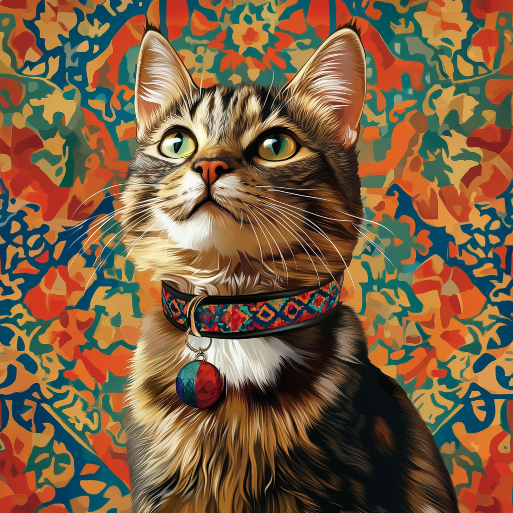 Elegant Moroccan Cat Collar Ad with Traditional Patterns