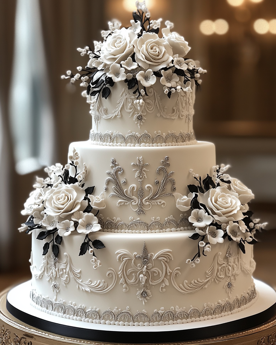 Elegant Royal Hawaiian Monarchy Cake with Silver Accents