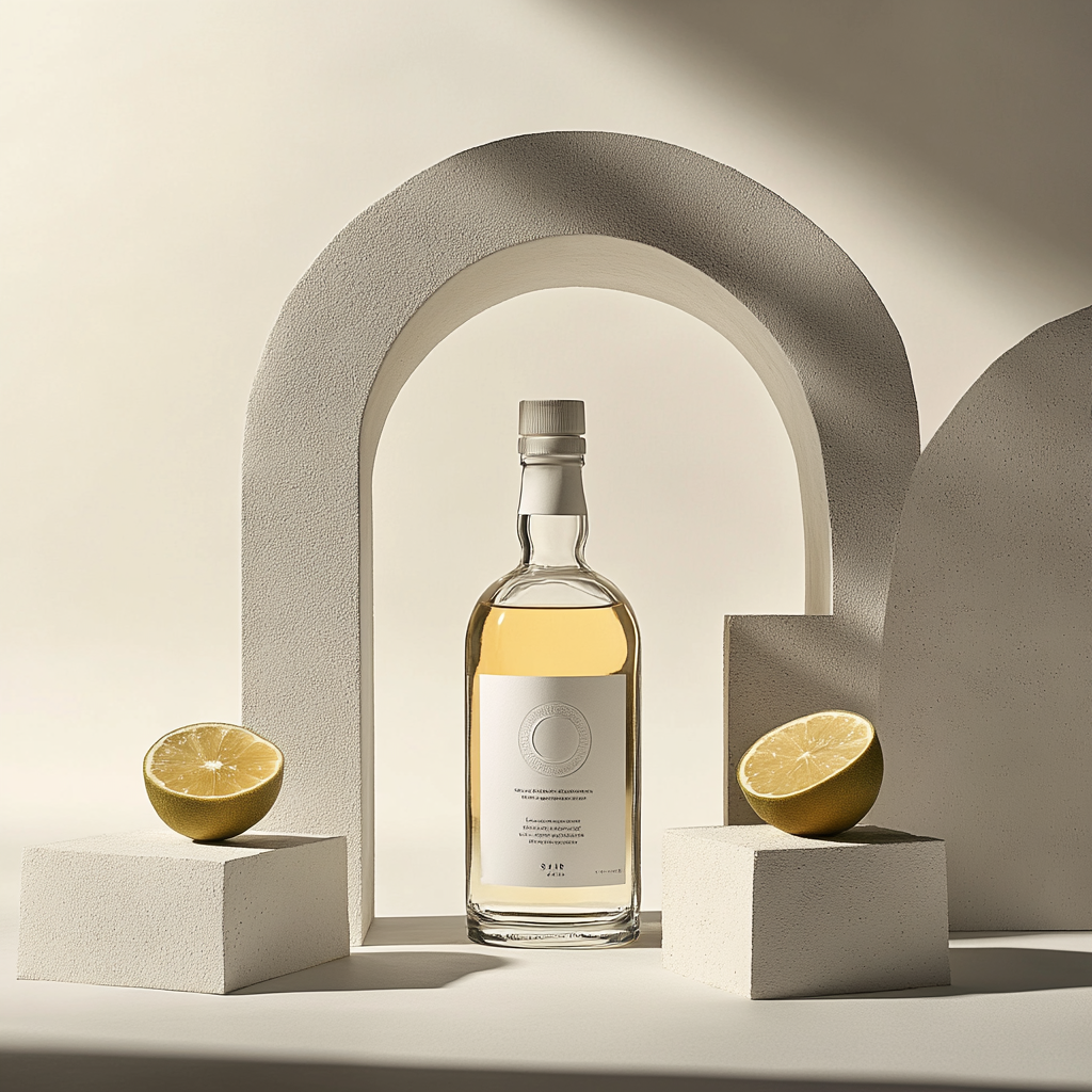 Elegant Tequila Bottle on Minimalist Pedestal Display