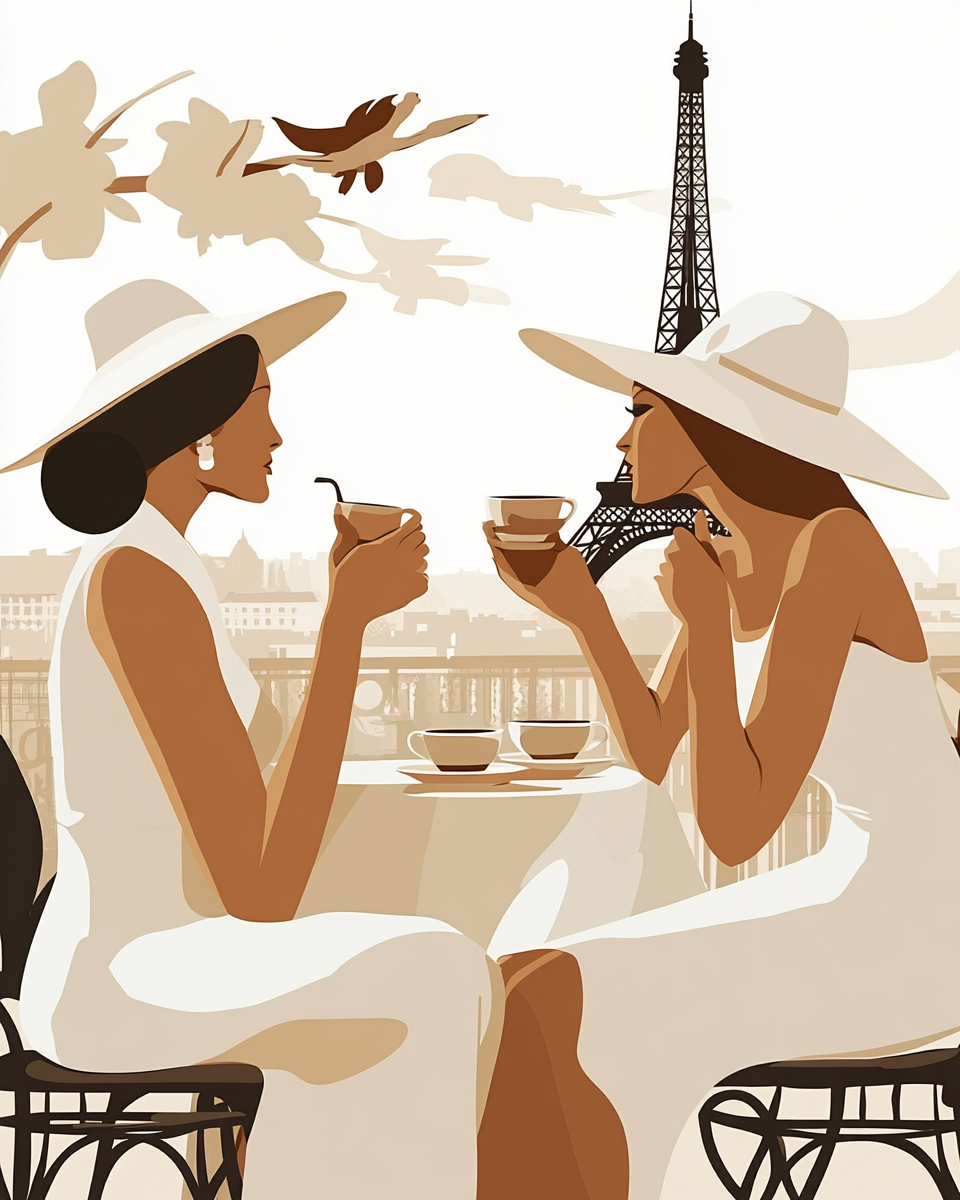 Elegant Women Tea Time in Paris